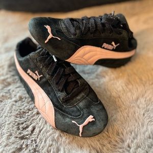 Puma Size 8 Pink and Black Suede Running Shoes